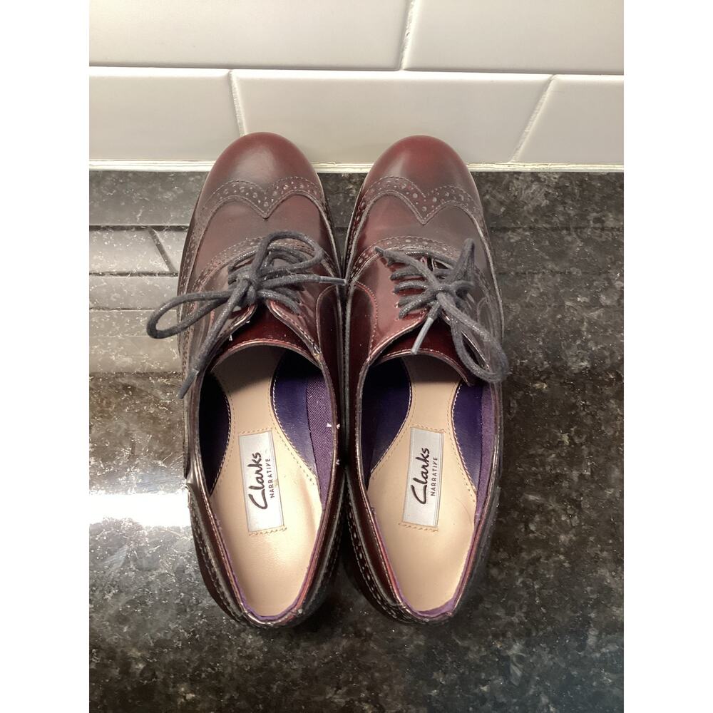 Clarks Brown Burgundy Hamble Oak‎ Oxfords Women's Size 6 - Picture 6 of 9